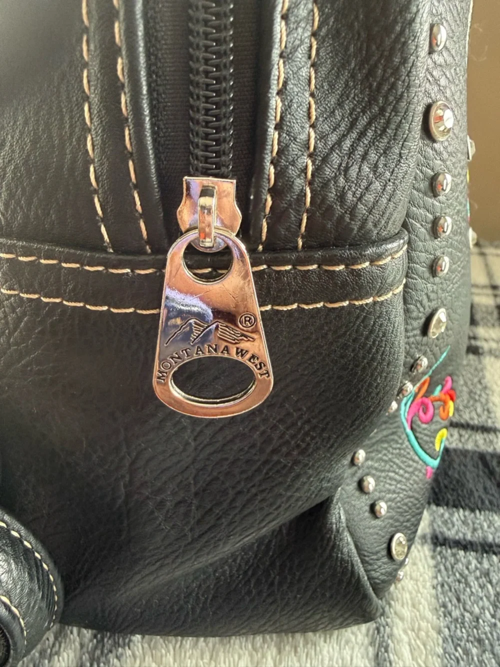 Montana West Black Mini Backpack with Multicolor Embroidered Sugar Skull